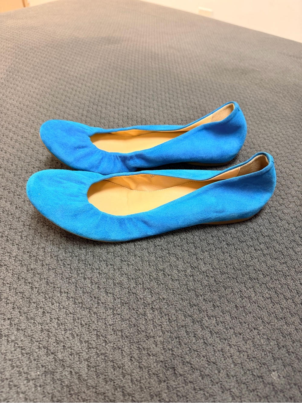 J. Crew Cece Ballet Flats 8.5 M Bluebird Cobalt Suede Leather Made in Italy